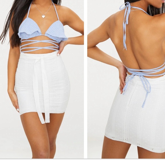 PrettyLittleThing - NWT - Zia Blue Stripe Bralet - Size 6 - Picture 2 of 3